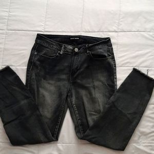 Ashley Mason black distressed jeans w/ raw hem